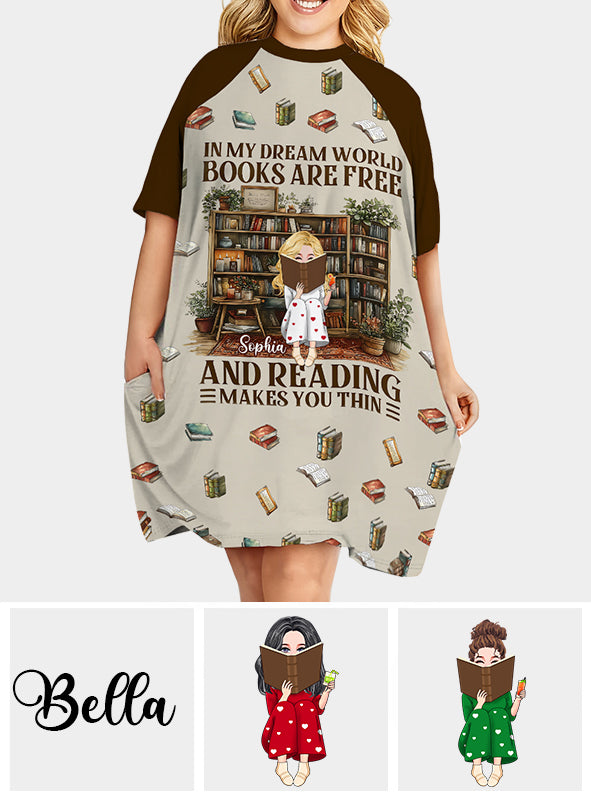 In My Dream World - Personalized Book Sleep T-shirt Dress