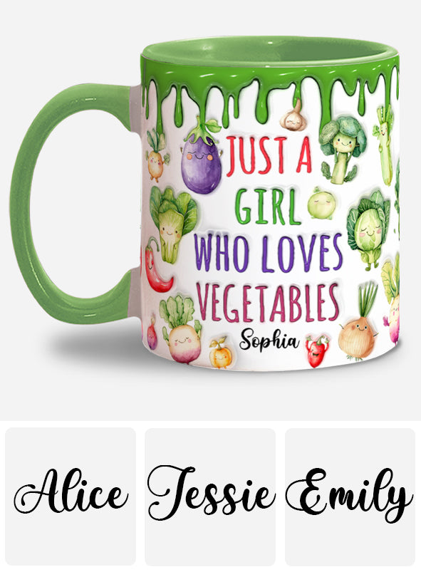 Vegan Girl Who Loves Vegetables - Personalized Veganism Accent Mug