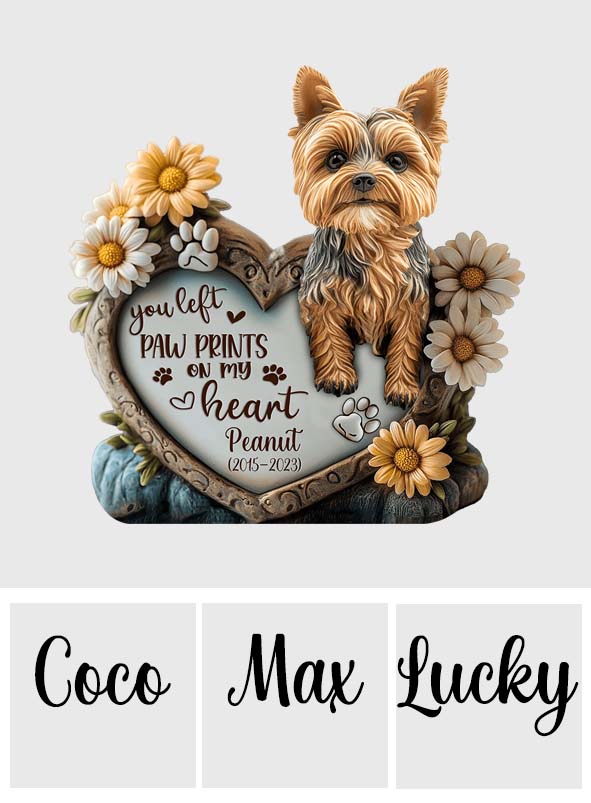 You Left Paw Prints On Our Hearts - Personalized Dog Custom Shaped Acrylic Plaque