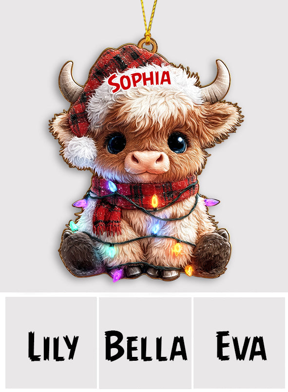 Merry Christmas - Personalized Highland Cow Ornament