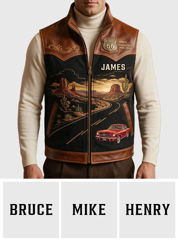 Route 66 100th Anniversary - Personalized Car Lover Flannel Fleece Vest