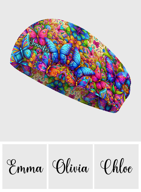 Colorful Butterfly Pattern - Personalized Hippie Unisex Headband/ Turban