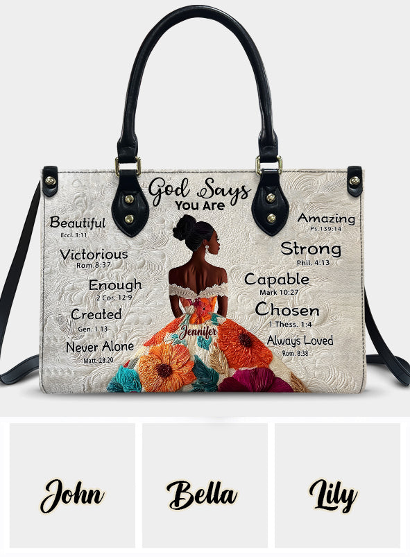 Gott sagt, du bist es – Personalisierte Handtasche aus afroamerikanischem Leder