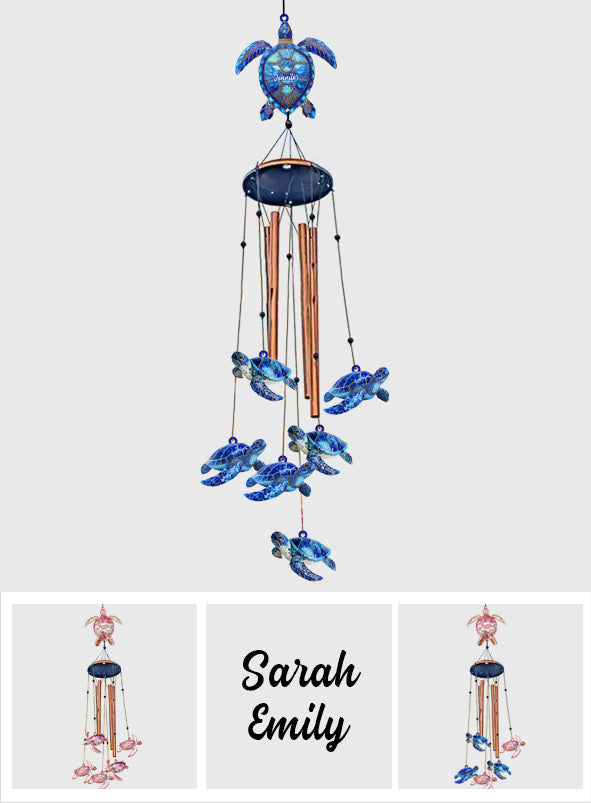 Love Sea Turtles - Personalized Turtle Wind Chime With Charms