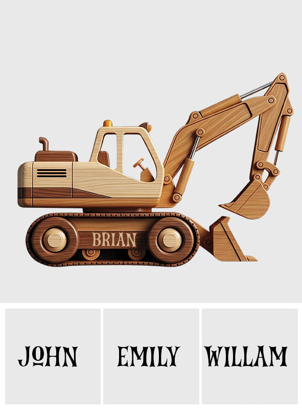 Spielzeug mit Baustellenfahrzeugen für Kinder – personalisiertes Holzpuzzle in Kinderform