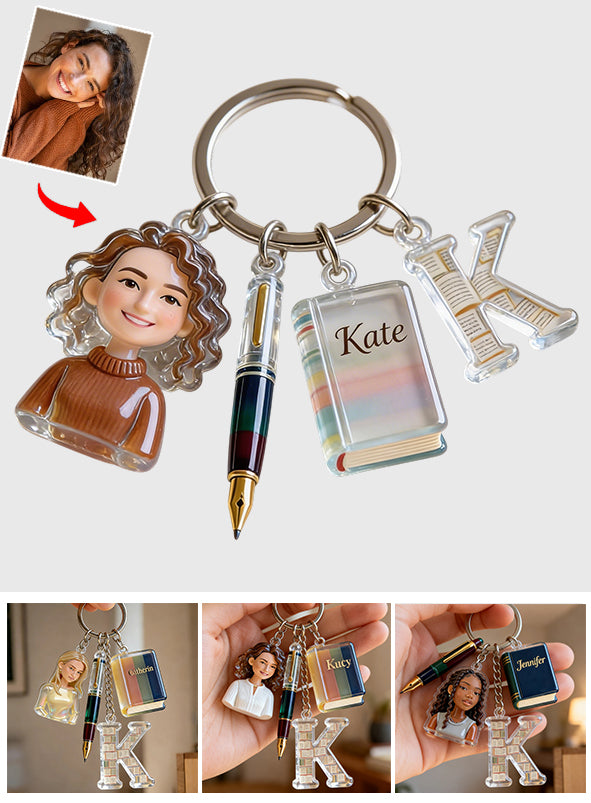 Book Lovers - Personalized Book Keychain With Charms
