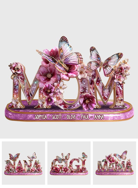 Blumengeschenk für Mama – Personalisierte Acrylplakette in individueller Form für Mama