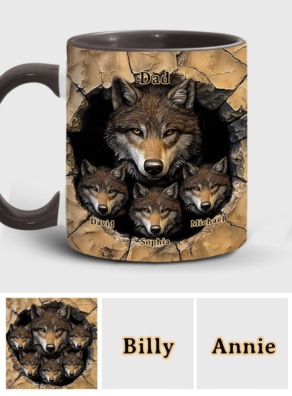 Papas Wolfsrudel – Personalisierte Tasse mit Wolfsmotiv
