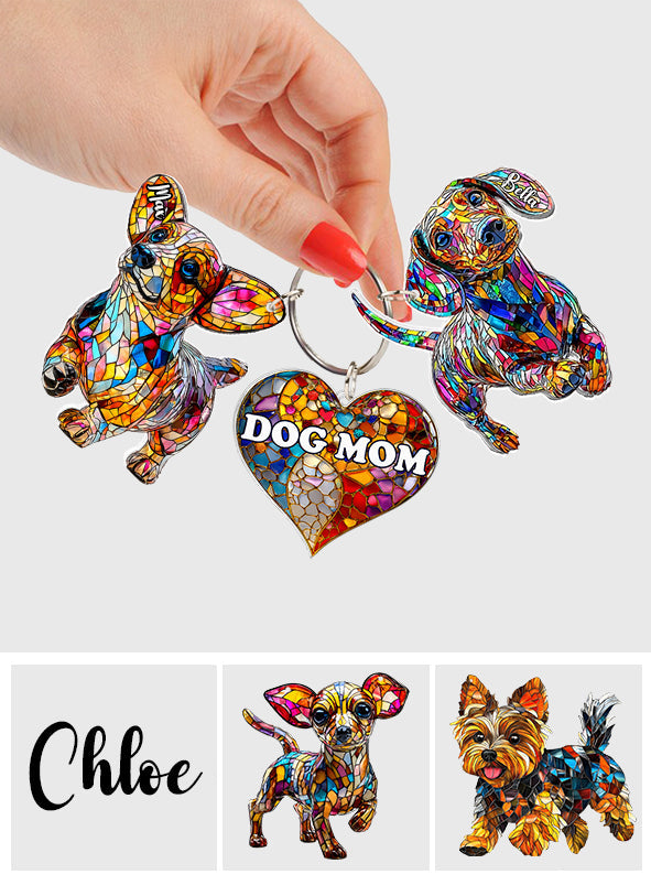 Dog Mom - Personalized Dog Keychain With Charms