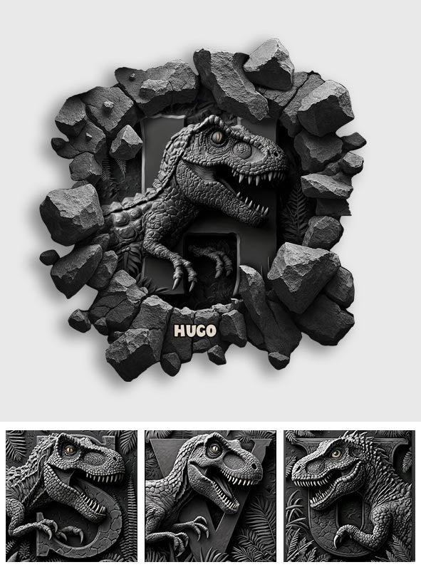 Cool Dinosaur Alphabet Custom Name - Personalized Kid Shaped Doormat/ Rug