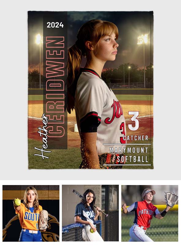 Any Photo, Name, School... - Personalized Softball Blanket