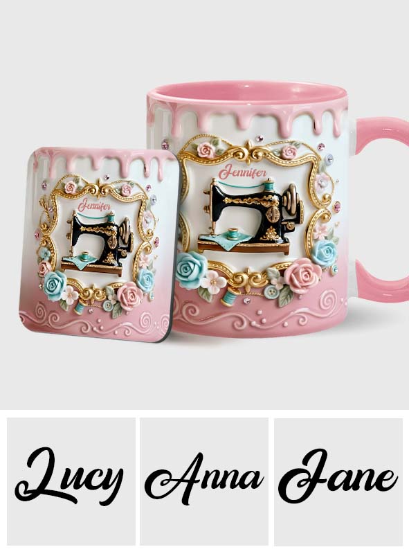 Stunning Sewing Machine - Personalized Sewing Accent Mug & Coaster