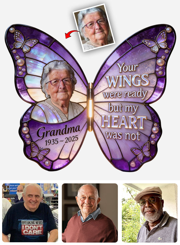 Custom From Any Photo - Your Wings Were Ready - Personalized Memorial Acrylic Diptych