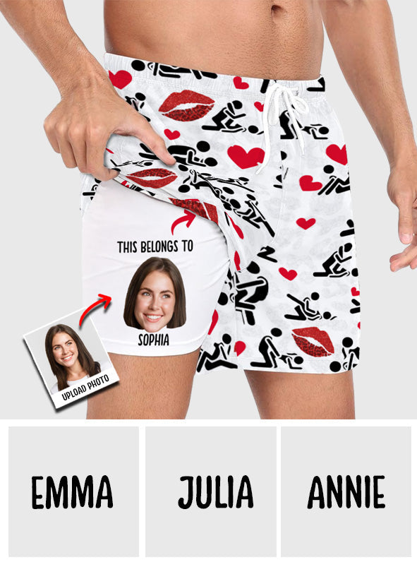 Ich liebe dich – Personalisierte Badehose für Paare mit Innenfutter