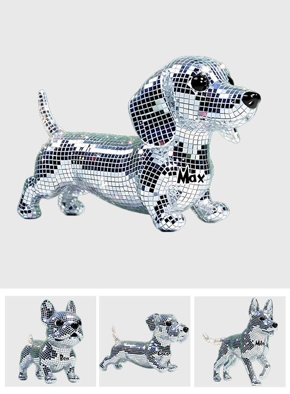 Mosaic Disco Niedliche Hunde - Personalisierte Acrylplakette in Hundeform