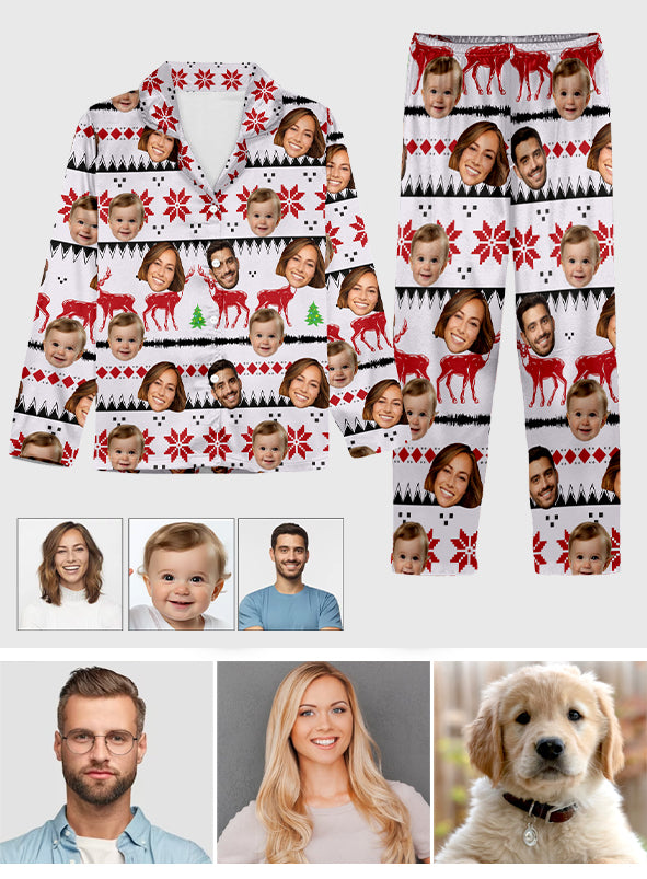Weihnachtspyjama mit Fotomotiv – Das perfekte Familiengeschenk für Hunde- und Katzenliebhaber – Personalisierter Pyjama mit Knopfleiste