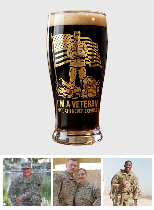Patriotic Veteran - Personalized Veteran Beer Pint