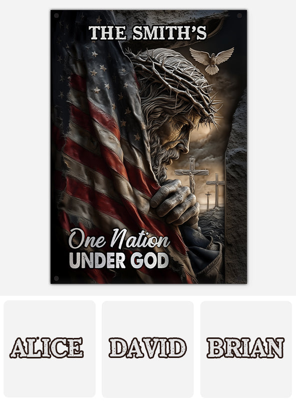 Jesus American One Nation Under God - Personalized Christian Rectangle Metal Sign