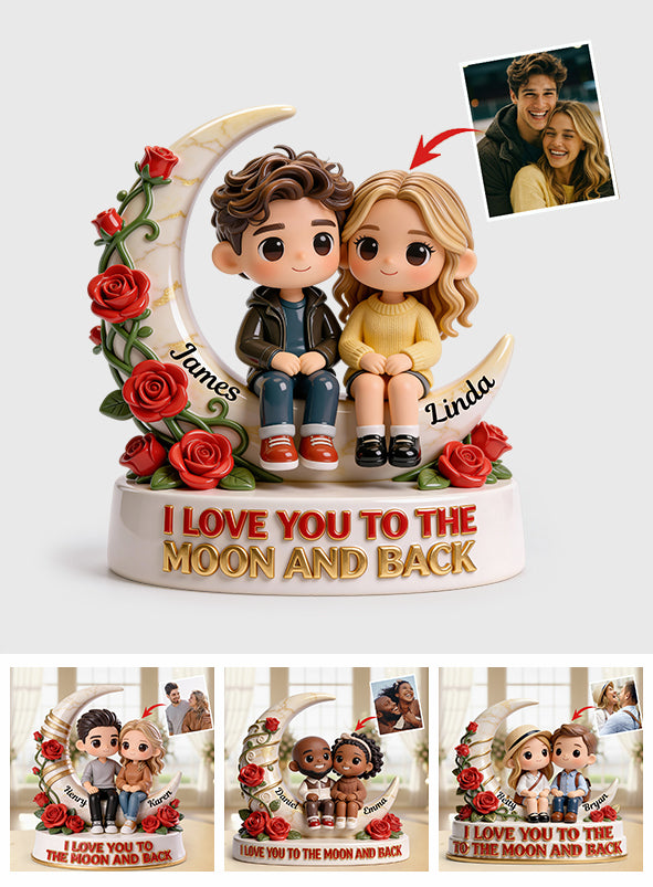 Ich liebe dich bis zum Mond und zurück – Personalisierte Acrylplakette in individueller Form für Paare