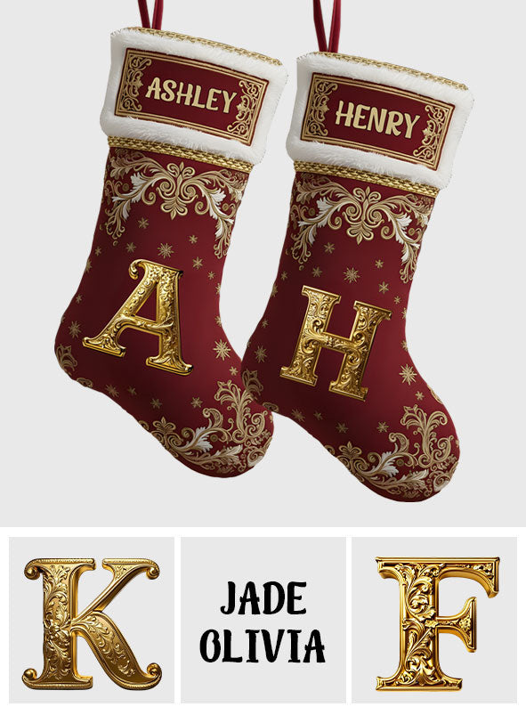 Name Initial Alphabet - Personalized Family Shaped Christmas Stocking