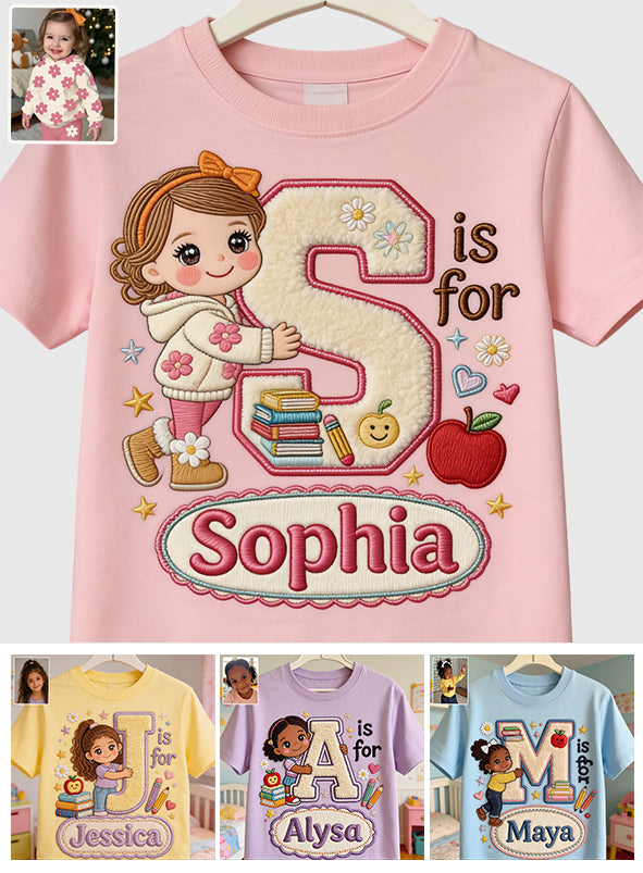 Custom Back To School Initial Shirt For Kids - Personalized Kid All Over Shirt