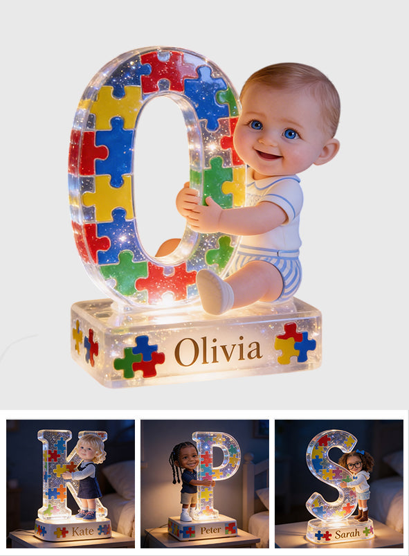 Autism Letter - Personalized Autism Awareness Acrylic LED Night Light