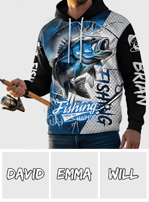 Fishing Make Me Happy - Personalized Fishing All Over Shirt