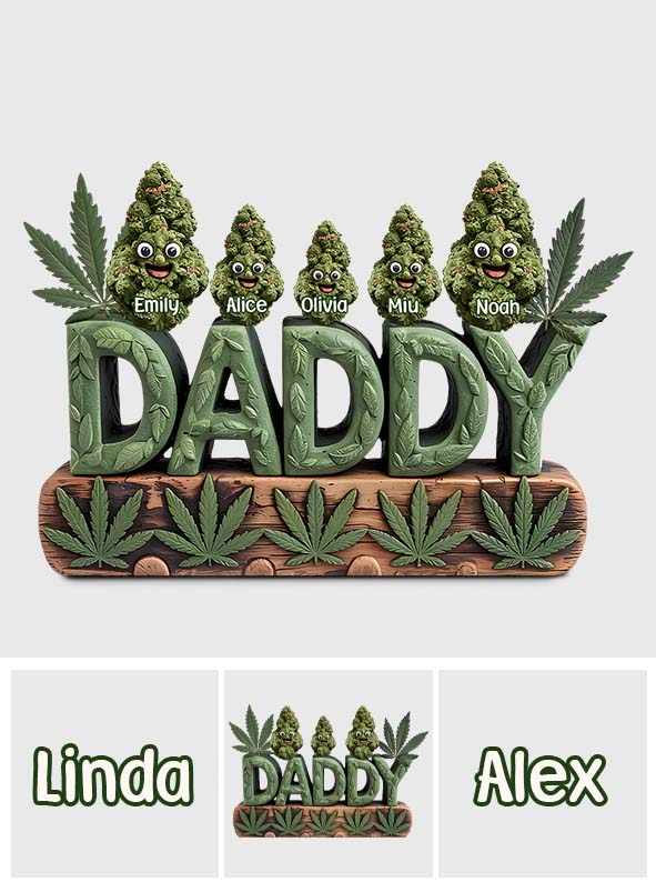 Daddy's Lil Buds – Personalisierte, individuell geformte Acrylplakette für Väter