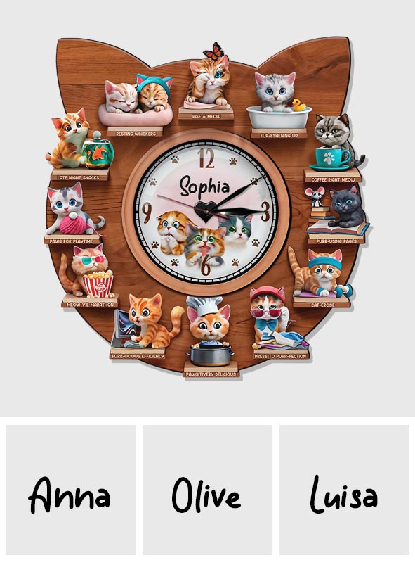 The Purfect Day - Personalized Cat LED Light Wall Clock
