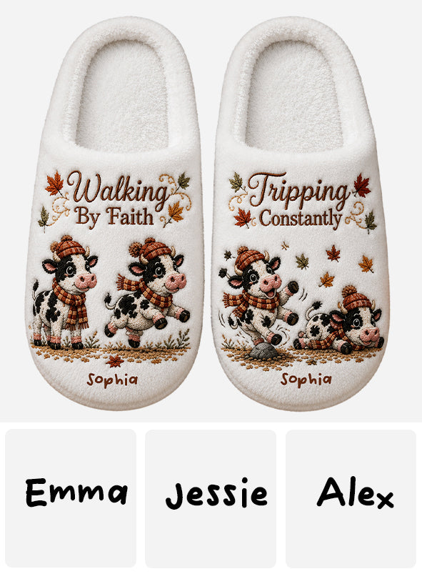 Walking By Faith - Personalized Cow Slippers
