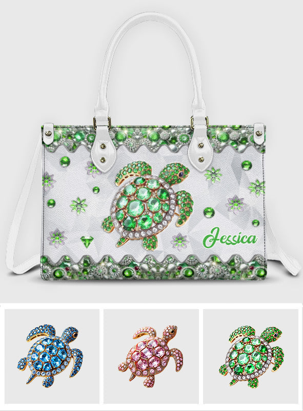 Liebe Schildkröten – Personalisierte Schildkröten-Lederhandtasche