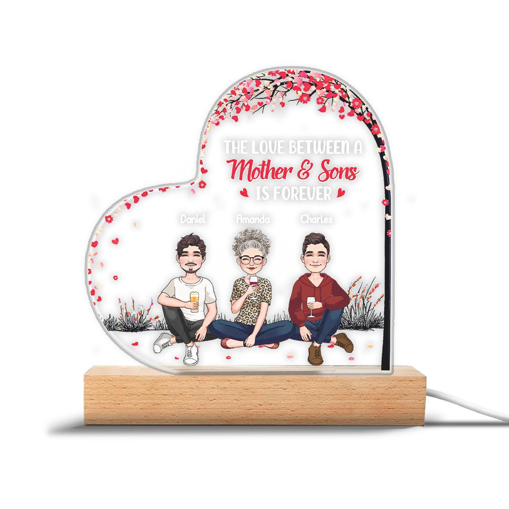 Die Liebe zwischen Mutter und Tochter/Sohn – Geschenk für Mama, Tochter, Sohn – Personalisierte, geformte Leuchtplatte