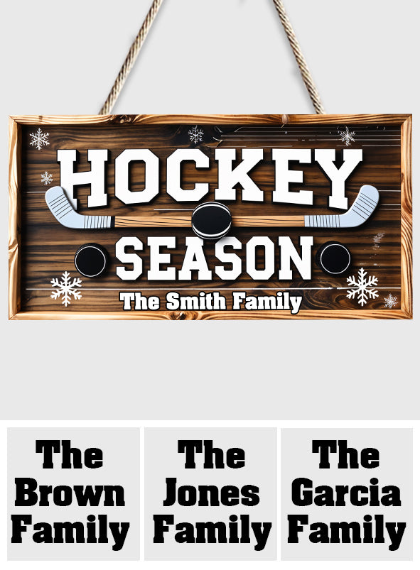 Hockey Season - Personalized Hockey Custom Shaped Wood Sign