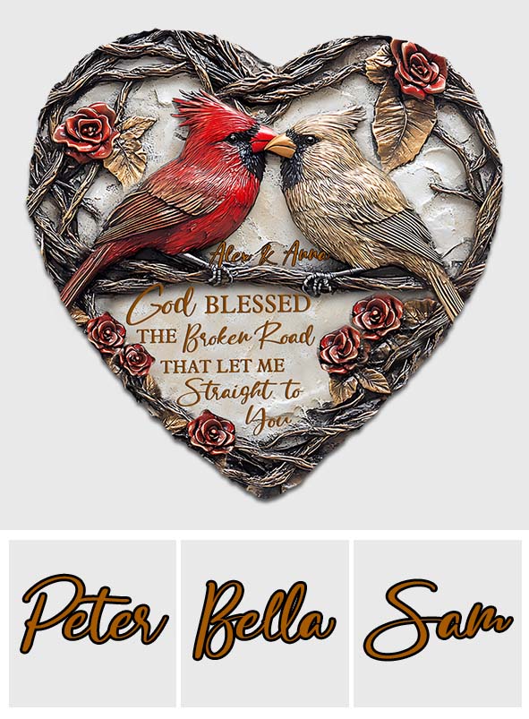 Gott segnete den zerbrochenen Weg – personalisierter herzförmiger Stein für Paare