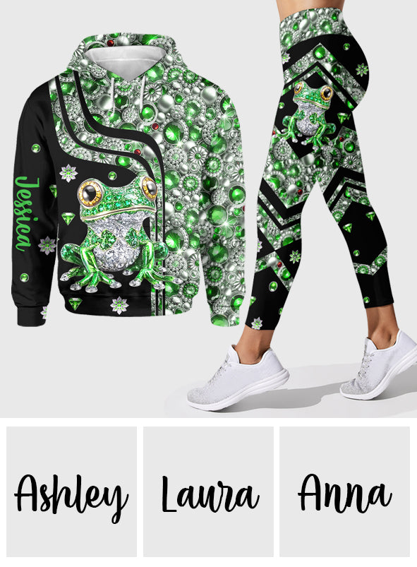 Einfach ein Mädchen, das Frösche liebt – Personalisierter Frosch-Hoodie und Leggings