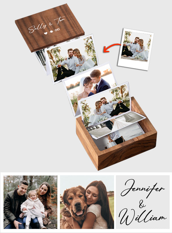 Beliebiges Foto – Personalisierte Fotobox aus Holz für Paare