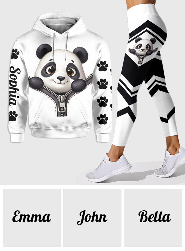 Niedlicher Panda – Personalisierter Hoodie und Leggings für Panda-Fans