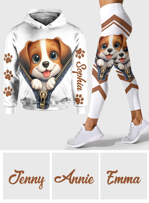 Niedliche Beagles – Personalisierter Hunde-Hoodie und Leggings