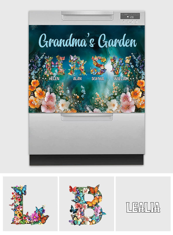 Nana's Garden – Beliebiger Titel – Personalisierter Geschirrspülerdeckel für Oma