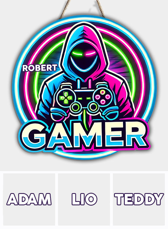 Echter Gamer – Personalisiertes Videospiel-Holzschild in individueller Form