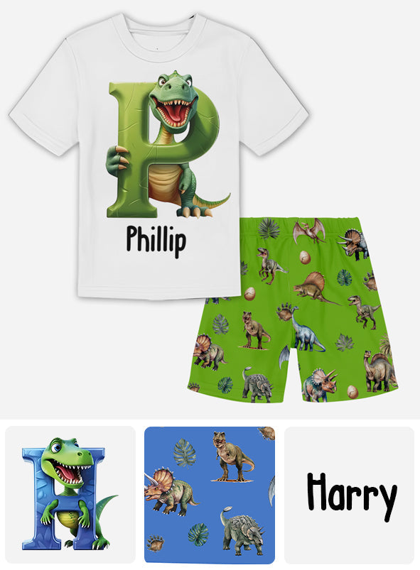 Cooles Dinosaurier-Alphabet – personalisiertes Kinder-T-Shirt & Shorts