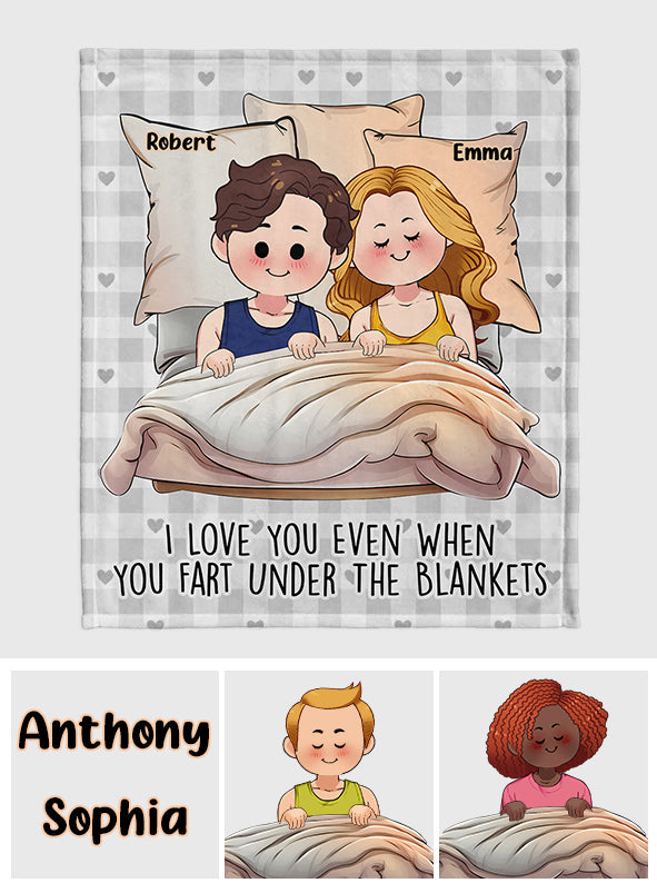 Ich liebe dich auch dann, wenn du unter der Decke furzt – Personalisierte Pärchendecke