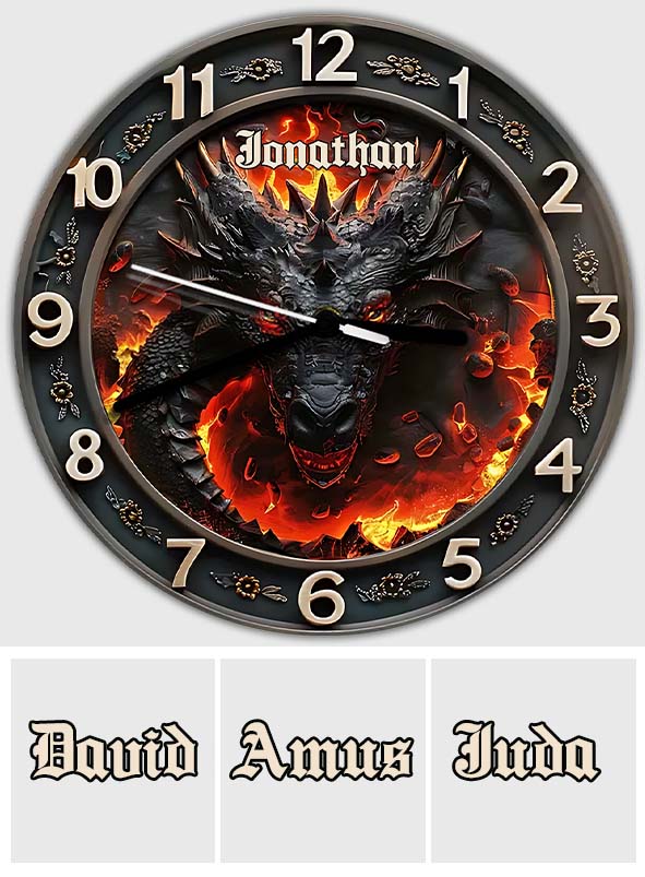 Volcanic Dragon - Personalized Dragon Wall Clock