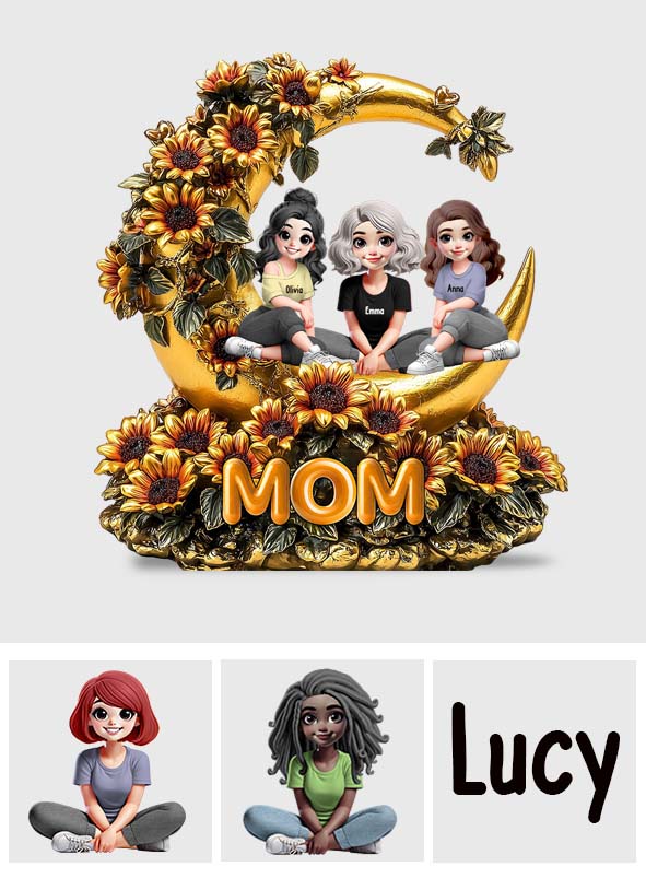 Mutter & Töchter Sonnenblume - Personalisierte Acrylplakette in individueller Form für die Mutter