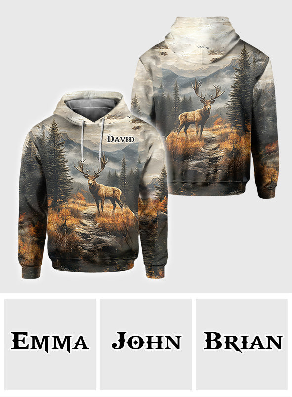 Beliebiger Name, wunderschönes Hirschmotiv - Personalisiertes Jagd-Shirt