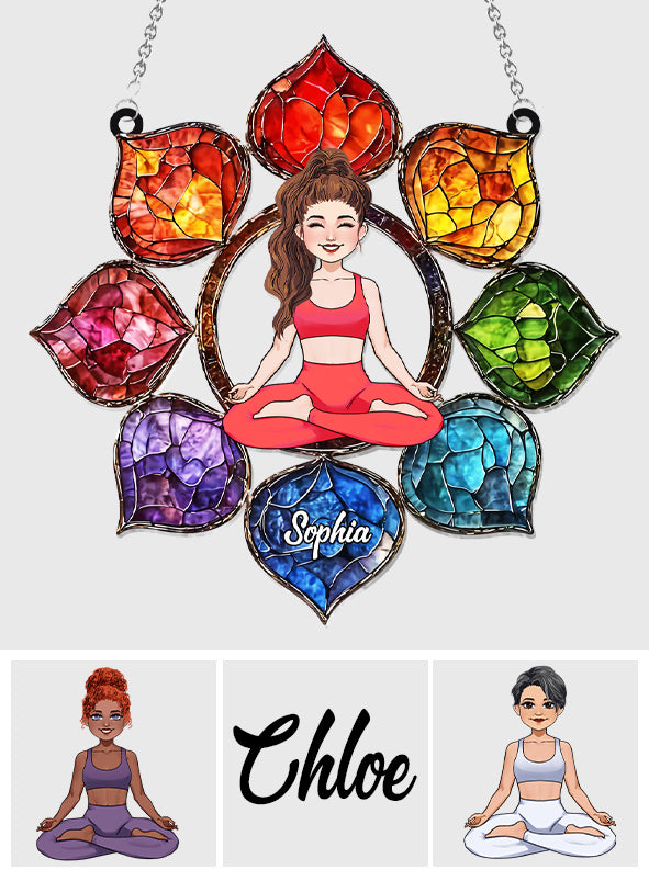 Leuchtendes Om-Symbol – Personalisierter Yoga-Fensterhänger als Sonnenfänger