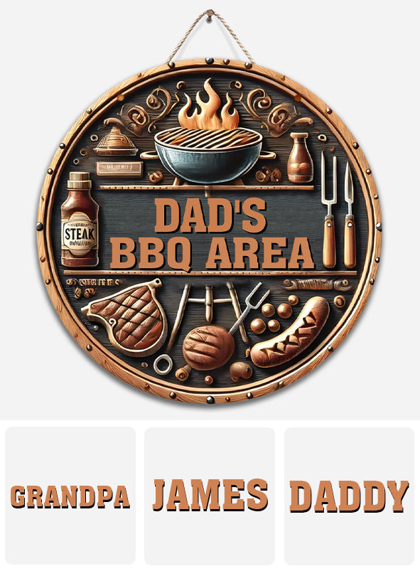 Gift For BBQ Dad, Husband... - Personalized Father Round Wood Sign