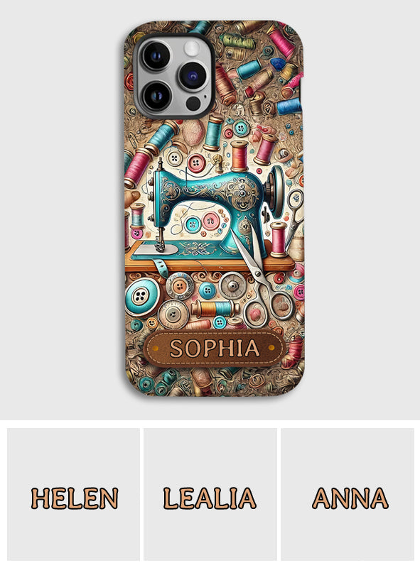 Ich liebe Nähen – Personalisierte Handyhülle mit Nähmotiv