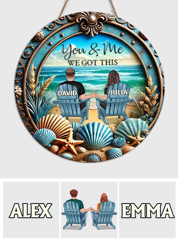„Du und ich, wir schaffen das“ – personalisiertes Holzschild in individueller Pärchenform