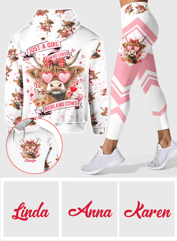 Just A Girl Who Loves Highland Cows - Personalized Highland Cow Hoodie and Leggings